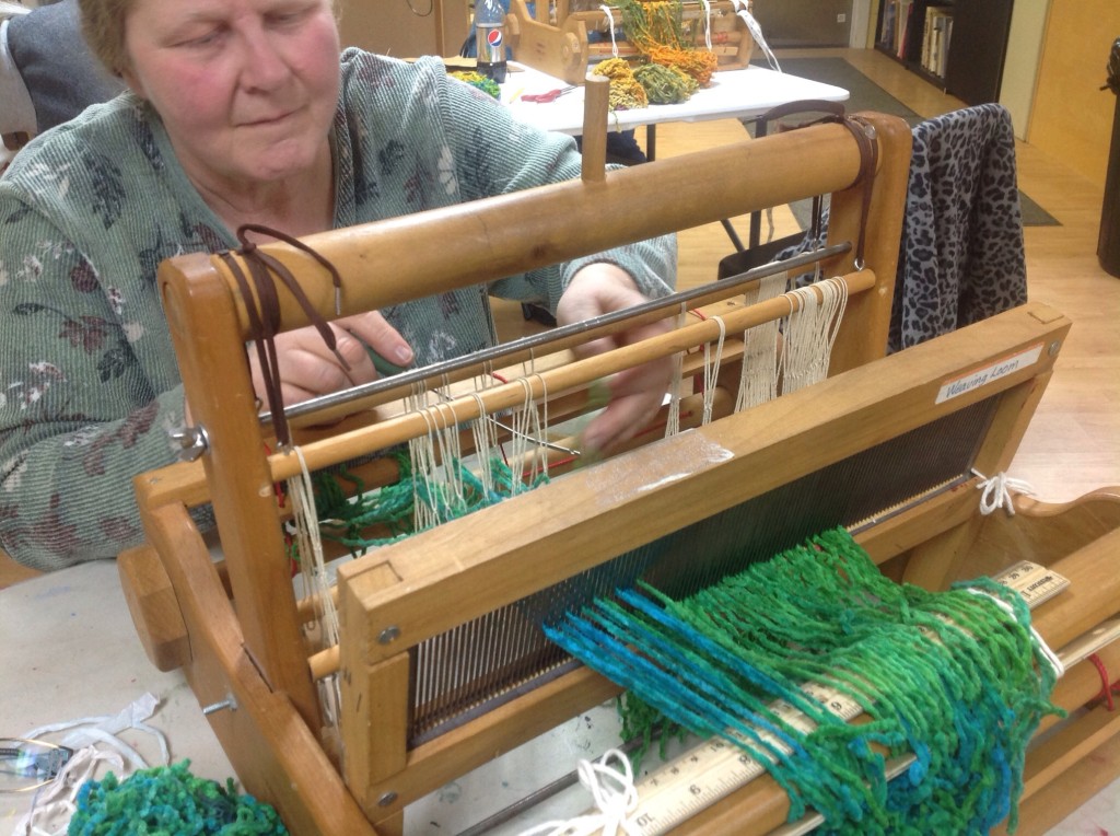 Selma warping the heddles